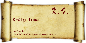 Krály Irma névjegykártya