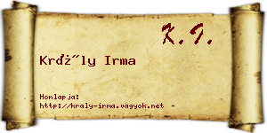 Krály Irma névjegykártya